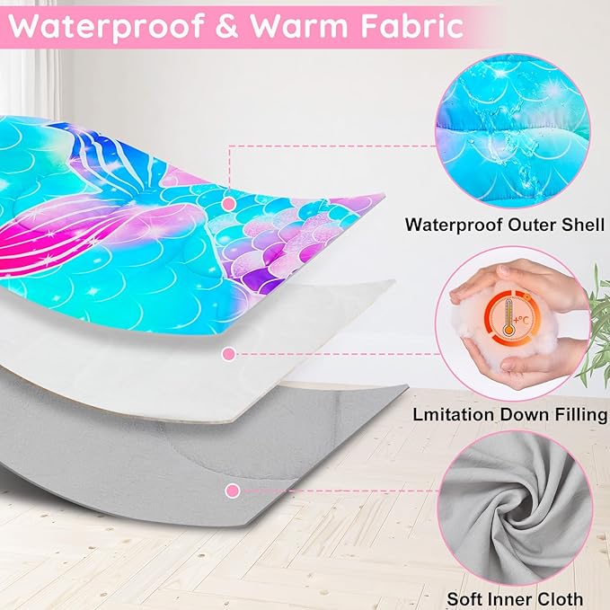 FIOBEE Kids Sleeping Bag for Girls Boys 3 Season Warm & Cool Weather Youth Camping Sleeping Bags with Backpacking Bag Waterproof for Traveling Hiking Indoor Outdoor Camping Essentials