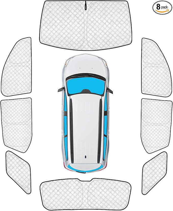 KMF 8pcs Thicken Sun Shades for Chevy Traverse 2018-2023 Accessories,Chevrolet Full Car Window Covers Sunshade for Windshield Side Rear, UV Block and Blackout Privacy for Car Camping Outdoor