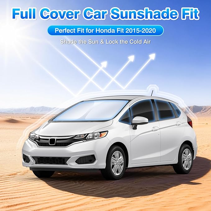 T TGBROS Windshield Sun Shade for Honda Fit 2015-2018 2019 2020 Car Window Shades Thicken UV Block and Blackout Privacy Foldable Sunshades 10PCS Accessories Keep Cool Sun Visor Covers