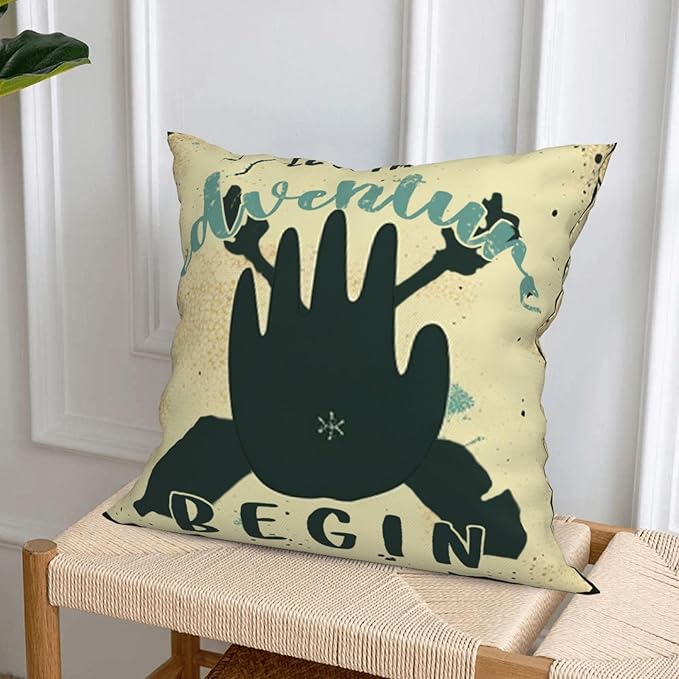 Best Gifts Set of 4 Throw Pillow Cover Bear Adventure Mountains Arrow Campfire Outdoor Forest Trees Let's Go Camping Travel Cushion Case Double-Sided Plush Decorative Pillowcase 18"X18" (Green 4)