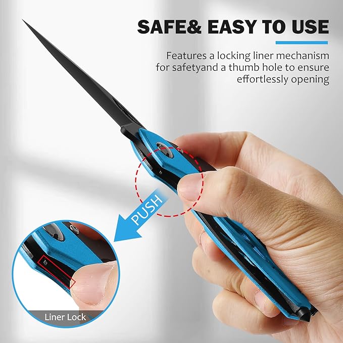 Multitool Carabiner with Pocket Knife, Stocking Stuffers Gifts for Men,6-in-1 Multi Tools with Window Breaker, Bottle Opener and Screwdriver, Survival Gear for Camping Hiking(Blue）