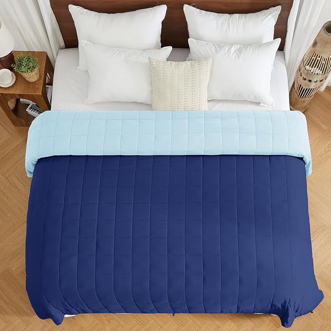 King Size Weighted Blanket for Adults (30 lbs, 80” x 87”, Navy & Blue) Cooling Heavy Blanket for Sleeping Perfect for 290-310 lbs, Breathable Blanket for Adults & Couple All Season, Machine Washable