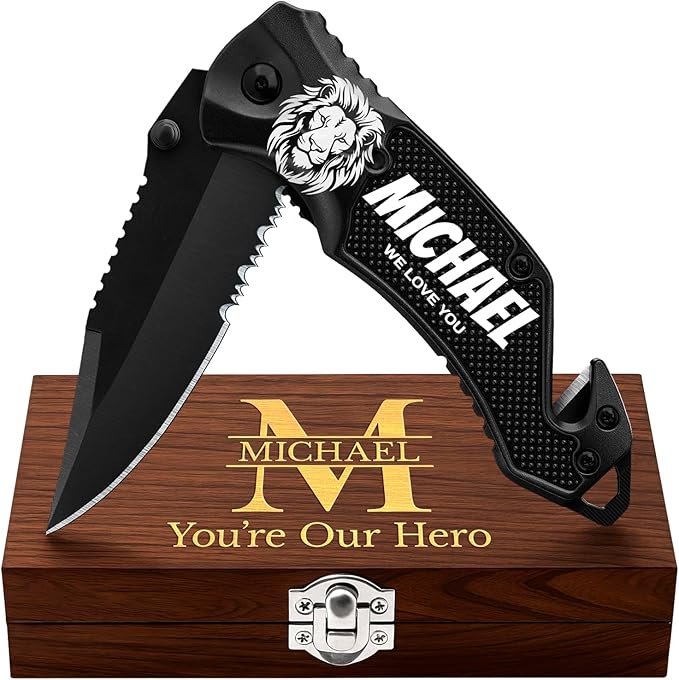 GOOD WORKER Legal Pocket Knife with 2.95” Serrated Blade, Glass Breaker, Seat Belt Cutter - EDC Sharp Folding Knives with Portable Clip - Small Tool for Tactical Camping Survival Hiking - Gifts for Men, Women
