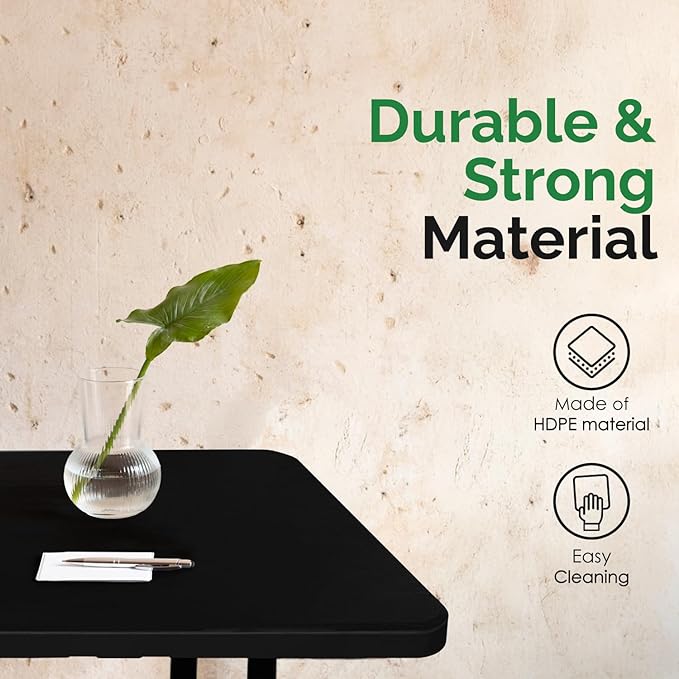 EconoHome Black 6ft Folding Table with Handle | Heavy-Duty Foldable Table | Portable Table for Indoor & Outdoor Use | Perfect for Events, Camping, Parties, Dining & More