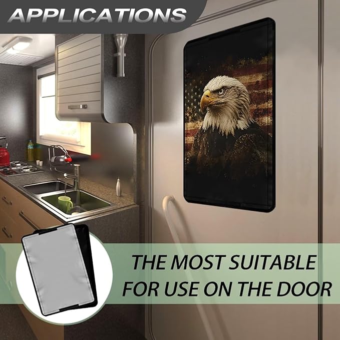 Eagle American Flag RV Door Window Shades Replacement RV Thin Window Blinds Shade Covers for Campers Travel Trailers