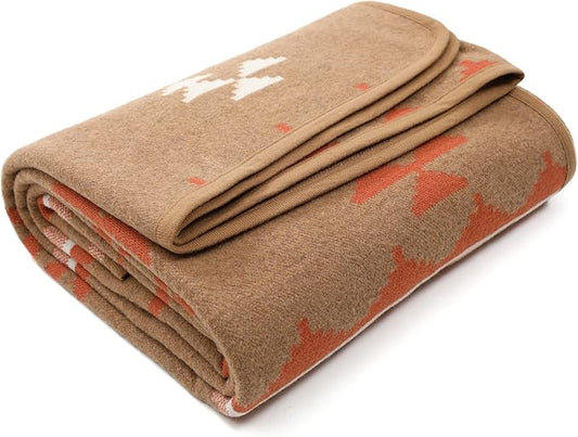 ACUSHLA Merino Wool Camp Blanket - Soft Warm Thick Washable Large Outdoor Camping Sleeping Throw Blanket All Weather, Morocco Khaki 79" x63"