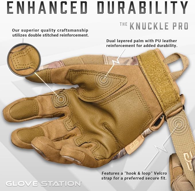 Glove Station Tactical Gloves for Men – Touchscreen Utility Gear with Hard Knuckle Protection Used in Motorcycle, Airsoft, Combat, Police, Shooting & Outdoor Work Multicam XX-Large