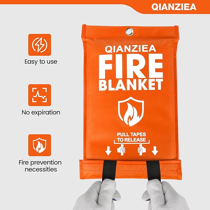 Fire Blanket for Emergency Safety, Protective Flame Resistant Cover,4-Pack