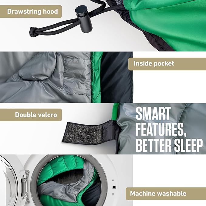 VENTURE 4TH Backpacking Sleeping Bag – XXL, Double and Single Sizes - Lightweight Warm & Cold Weather Sleeping Bags for Adults, Kids & Couples – Ideal for Hiking, Camping & Outdoor Adventures