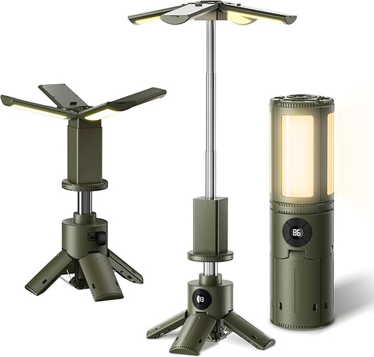 UBeesize Telescopic Camping Lights with Stand, 14000mAh Rechargeable Camping Lantern with Display, Hook and IPX5 Waterproof, Outdoor Camping Lights for Travel, Fishing, Emergency Use
