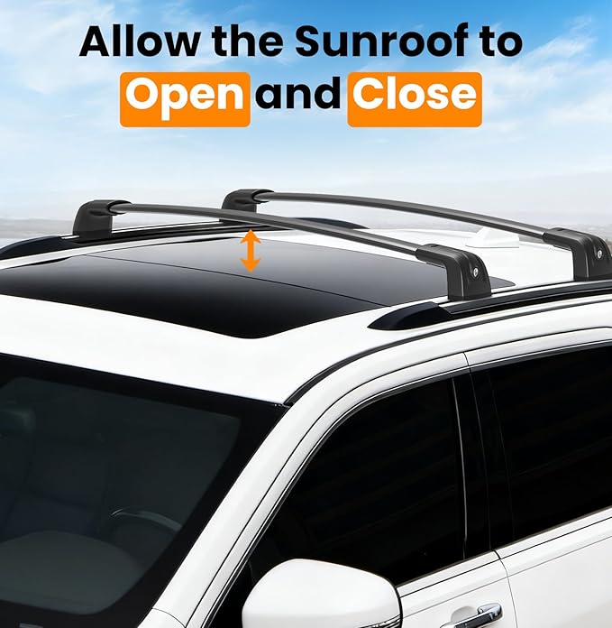 300lbs Roof Rack Cross Bars Compatible with Jeep Grand Cherokee 2011-2021 with Factory Grooved Side Rails, Aluminum Lockable Roof Rails Crossbar for Rooftop Cargo Carrier Luggage Kayak Canoe