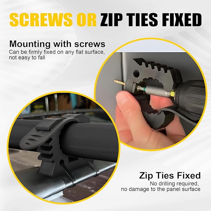 Quick Release Rubber Clamp Mount Fits 1-1/7'' to 1-3/7'' Diameter Tool Shovel Axe Holder Mount Compatible With Trucks Vans Jeep UTV ATV SUV 5PCS