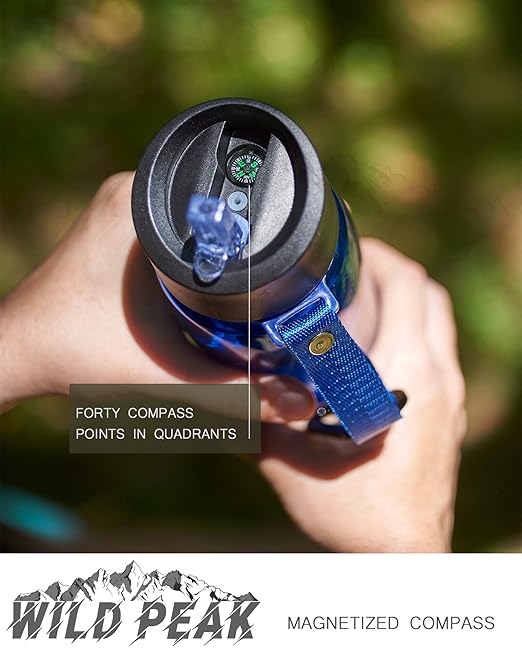 Wild Peak Stay Alive-4 Outdoor 4-Stage Water Filter Straw Emergency 22oz Bottle with Activated Carbon for Survival, Camping, Hiking, Climbing, Backpacking (1500 Liters)