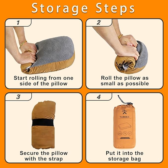 Camping Pillow Memory Foam Pillow Ultralight Travel Pillow with Removable Cover, Ergonomic Neck Support for Outdoor Camping, Hiking, Backpacking