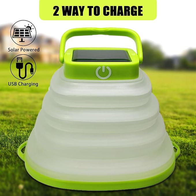 Solar Camping Lanterns-Collapsible Camping Essentials,IP65 Solar Lights Outdoor Waterproof,USB Portable Camping Hanging Lamp for Backpacking Gear,Emergency,Tent,Travel,Hiking