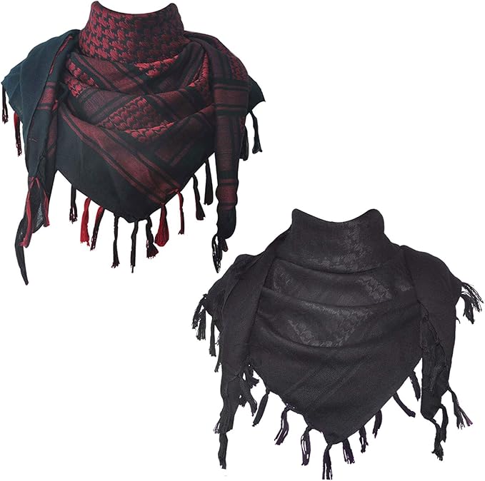Explore Land Cotton Shemagh Keffiyeh Tactical Desert Scarf Neck Head Wrap with Tassel for Men Women