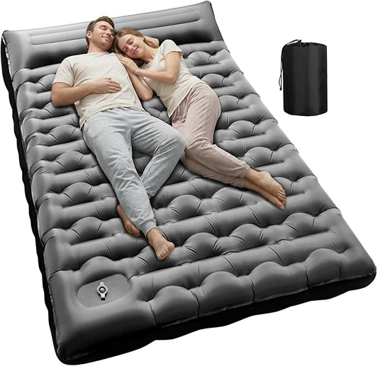 KASBAH Double Inflatable Camping Sleeping Pad,Thick 6 inch 2 Person Ultralight Sleeping Mat with Built-in Foot Pump and Pillow,Camping Essentials for Hiking,Backpacking,Traveling, Tent