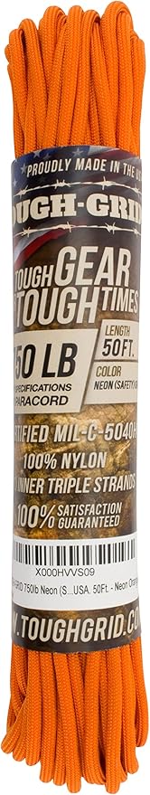 TOUGH-GRID 750 Paracord Military Grade Nylon Rope - Type IV Mil-Spec Made in USA - Tactical Survival Cord