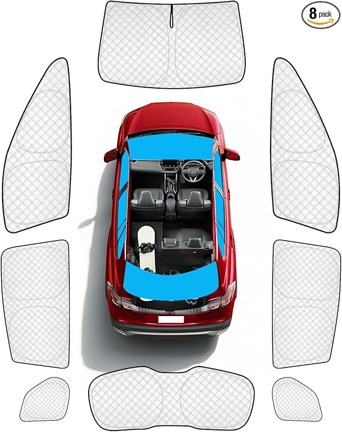 KMF 8pcs Thicken Full Window Sun Shades for Toyota Corolla Cross 2022-2025 Accessories, Windshield Sunshade Car Window Covers for Side Rear, UV Block and Blackout Privacy for Camping Outdoor