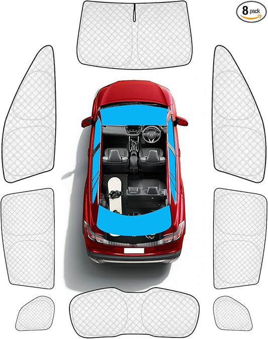KMF 8pcs Thicken Full Window Sun Shades for Toyota Corolla Cross 2022-2025 Accessories, Windshield Sunshade Car Window Covers for Side Rear, UV Block and Blackout Privacy for Camping Outdoor