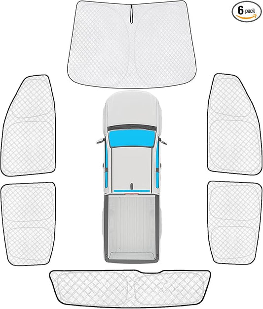 KMF 6pcs Thicken Sun Shades for Chevy Colorado 2015-2022 Accessories,Chevrolet Truck Full Car Window Covers Sunshade for Windshield Side Rear, UV Block and Blackout Privacy for Car Camping
