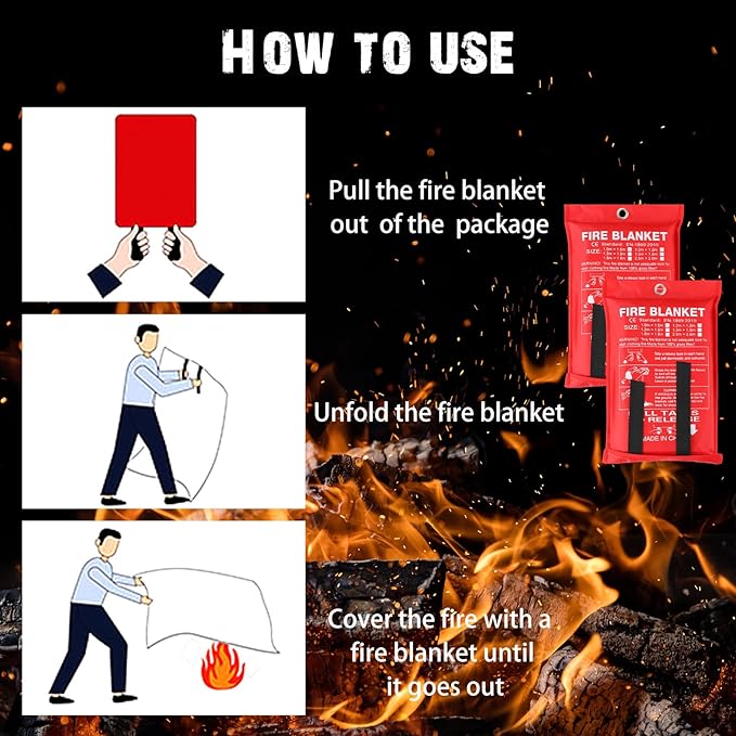 Macarrie 60 Pack Fire Blankets 39” x 39” Fire Blanket Emergency for Home and Kitchen Extinguisher Blankets Fiberglass Suppression Blanket Safety Fireproof Survival for Car Office Warehouse (Red)