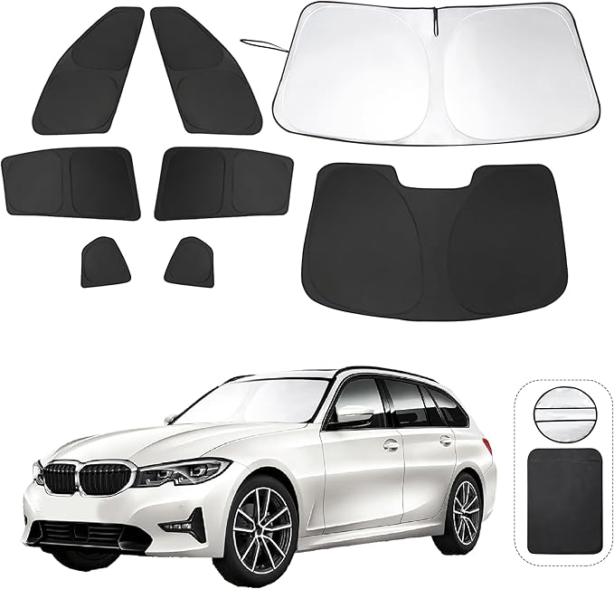 8PCS YYCKE Window Shades for 3 Series 2013-18 for BMW Accessories Car Side Full Windows Rear Triangular Windshield Sun Shade Sun UV Rays & Privacy Protection for Camping,Napping,and Relaxing
