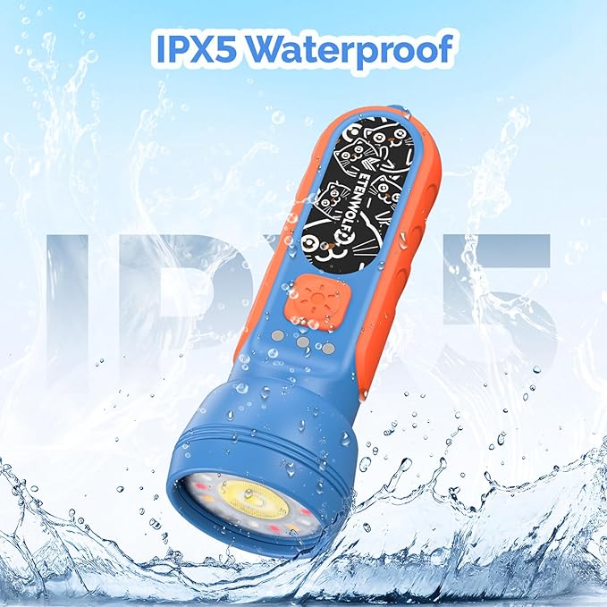 ETENWOLF L1 Rechargeable Flashlight for Kids(2-Pack),LED Flashlight with Fun DIY Stickers, 6 Light Modes, Adjustable Brightness, 1500mAh, IPX5 Waterproof Flashlight for Camping, Home & Emergency