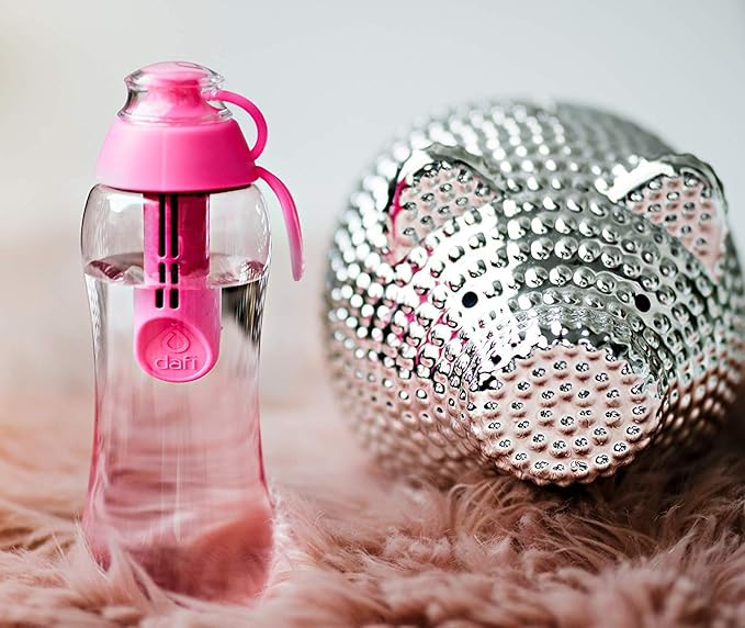 Dafi Sport Water Bottle with Filter Pink 0.3L – BPA-Free Reusable Bottle with Activated Carbon Filter – Removes Chlorine Taste & Odor – Perfect for Active Lifestyle Travel Gym Work – Made in Europe
