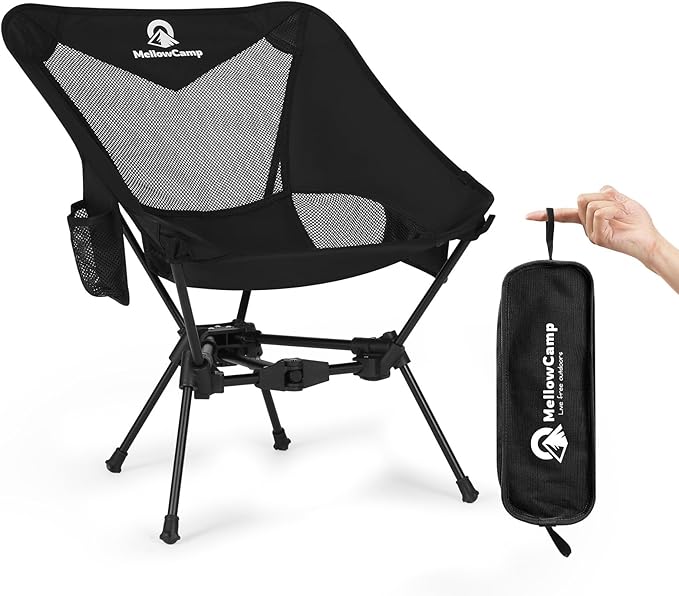 MellowCamp Camping Chair, Ultralight Folding Backpacking Hiking Chair, Compact Portable for Hiking, Camping, Backpacking, Beach, Roadtrip (Dark Night)