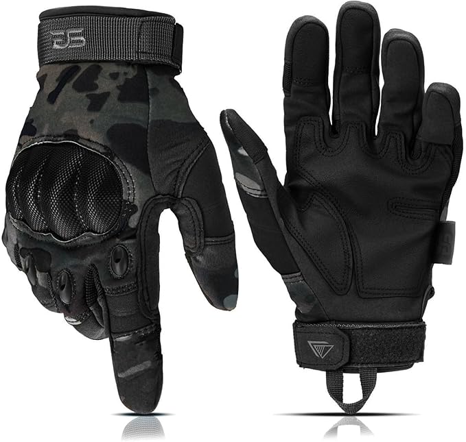 Glove Station Tactical Gloves for Men – Touchscreen Utility Gear with Hard Knuckle Protection Used in Motorcycle, Airsoft, Combat, Police, Shooting & Outdoor Work Black Multicam Medium