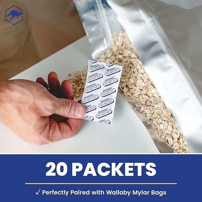 Wallaby 300cc Oxygen Absorbers - 100 Count (10x Packs of 10) + 2000cc Oxygen Absorbers - 20 Count (Individually Sealed) - for Long Term Food Storage & Survival