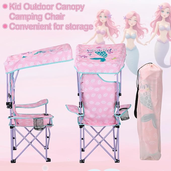 KABOER Kids Outdoor Folding Lawn and Camping Chair with Cup Holder and Carrying Bag, Children's Camping Chairs