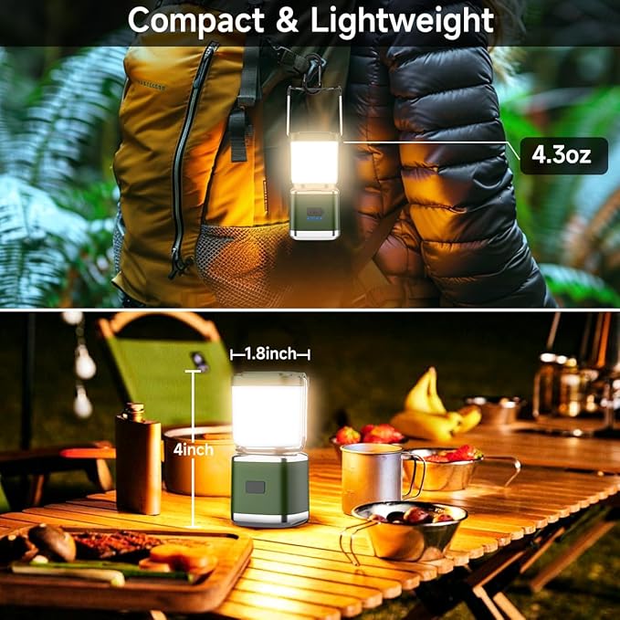 LED Camping Lantern, 1000 Lumens Camping Lantern Rechargeable with 4 Light Modes, Waterproof, Camping Essentials, Mini Lantern Flashlight for Camping, Hurricane, Emergency, Hiking, Power Outages