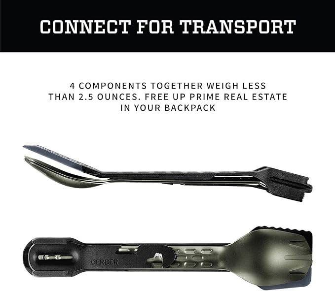 Gerber Gear ComplEAT Camping Utensils Set for Outdoor Cooking, Camping Cutlery with Fork, Spoon, Tongs, Spatula and Multi-Functional Tool, Flat Sage