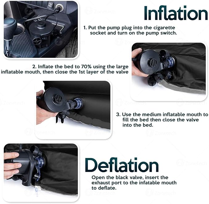 Onirii Inflatable Car Air Mattress Back Seat Bed with Air Pump,Thickened Portable Car Travel Sleeping Camping Air Mattress Blow Up Bed for Car Universal SUV