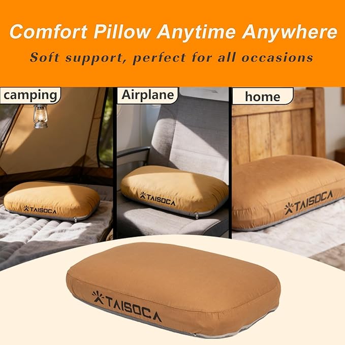 Camping Pillow Memory Foam Pillow Ultralight Travel Pillow with Removable Cover, Ergonomic Neck Support for Outdoor Camping, Hiking, Backpacking