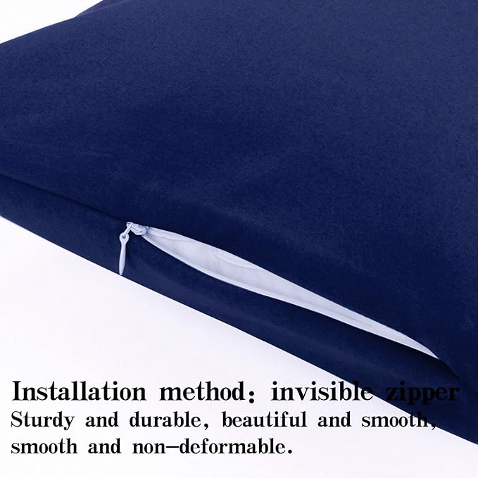 NTBAY Zippered Toddler Pillowcases Set of 2, 100% Brushed Microfiber 13x18 Pillowcases, Super Soft and Cozy Travel Kids Nursery Pillow Cases, 13x18 Inches, Navy Blue