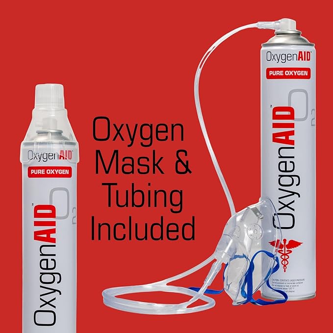 Extra Tall 99.5% Oxygen Canisters - Includes Facemask & Rebreather Mask with Tubing - 2 Pack