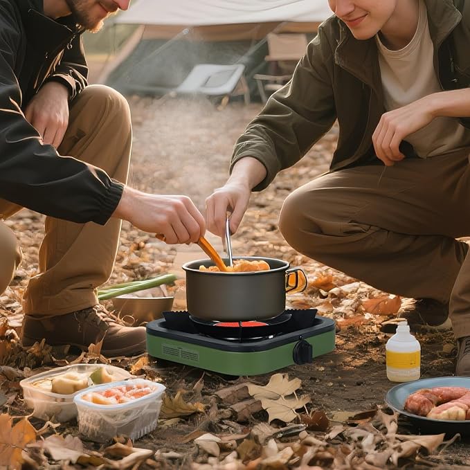Cothb X Portable Propane Camping Stove - Single Burner Propane Camp Stove with 10.6 Inch Carry Bag, Windproof Design & Gas Hose for Outdoor Camping, Tailgating, Fishing, Hunting