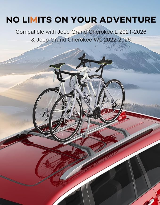 Wonderdriver 300lb Roof Rack Cross Bars Compatible with Jeep Grand Cherokee L 2021-2026 and 2022-2026 Grand Cherokee WL, Heavy Duty Aluminum Crossbar Racks Roof Rail Rooftop Luggage Canoe