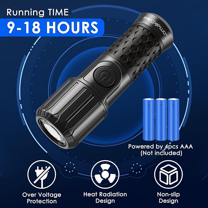 Multi-Function Hand-Powered LED Flashlight, IPX4 Waterproof, Magnetic Base, 3 Lighting Modes, Collapsible & Handheld for Home, Camping, and Hiking