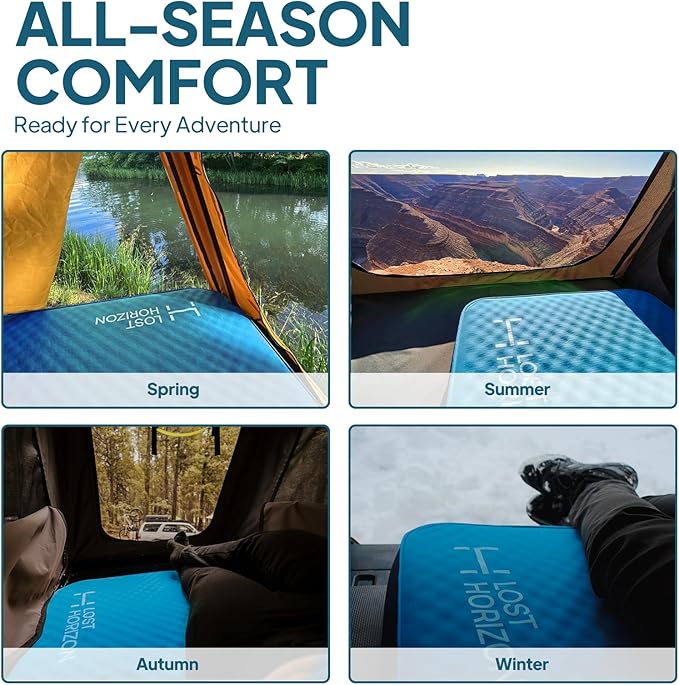 Lost Horizon Air & Foam Camping Mattress, Self-Inflating Sleeping Pad, 4.5" Thick, with Pump Sack, Cot