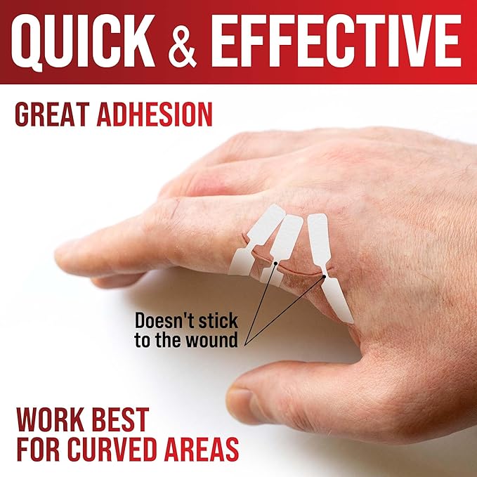 Emergency Wound Closure Strips - 24pk - 3 Types Easy to Use Butterfly Bandages - Stitchless & Painless Laceration Closure Kit