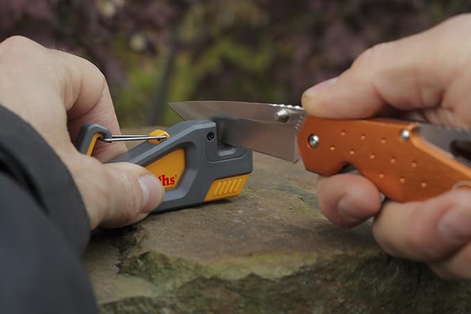 Smith's 50538 Pack Pal Sharpener and Fire Starter – Grey – Sharpener & Fire Starter – Carabiner & Whistle – Handheld, Compact, Lightweight, Multiuse – Survival Multitool – Camping, Hiking, Hunting