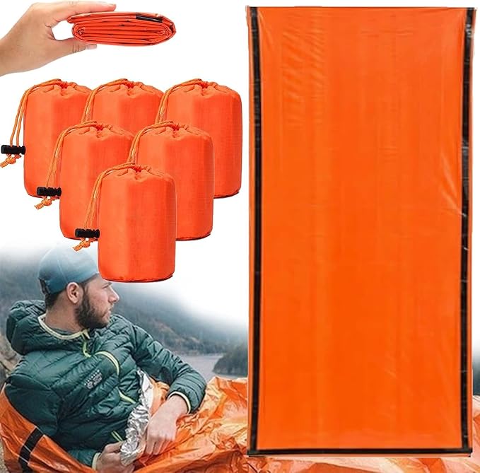 Emergency Sleeping Bag, 84"X36" Waterproof Survival Emergency Sleeping Bags for Survival, Pocket Size Survival Blanket, Thermal Bivy Sack for Outdoor Camping, Hiking