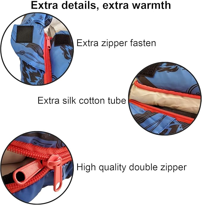 KidzAdventure Mummy Style 32 – 59F Kids Sleeping Bag with Pillow Sleeve, 4 Season, Lightweight and Backpacking Style, Ideal for Camping, Sleepover, Boys, Girls, and Youth