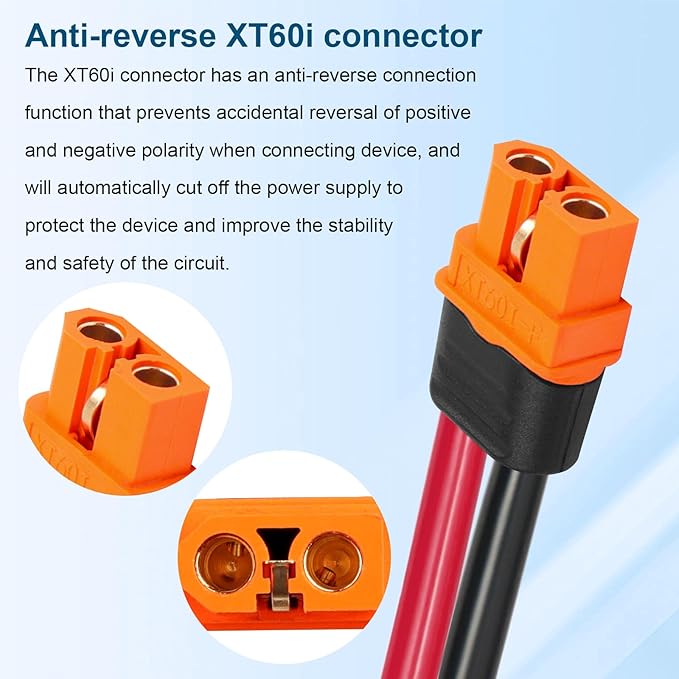 MOOKEERF Solar to XT60i Cable 12AWG 15FT Solar Panel to XT60i Adapter Connector XT60i-F Extension Cable for Portable Power Station Solar Generator