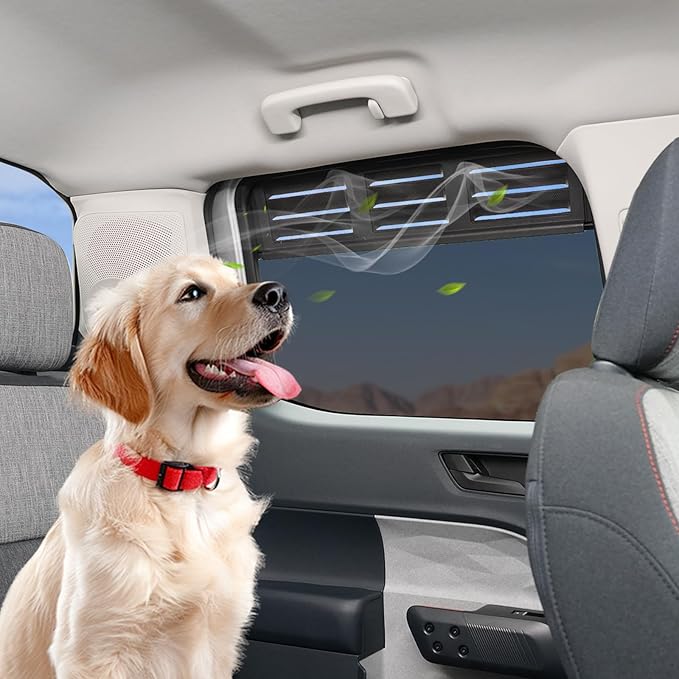 Mabett Rear Window Vents for Ford Maverick 2022-2025 Accessories, Window Cover with Mesh Net for Outdoor Camping Dog Travel Ride(2 Pcs for Rear Window)