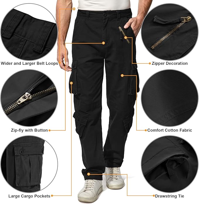 Men's BDU Casual Military Pants, Tactical Wild Army Combat ACU Rip Stop Camo Cargo Work Pants Trousers with 8 Pockets